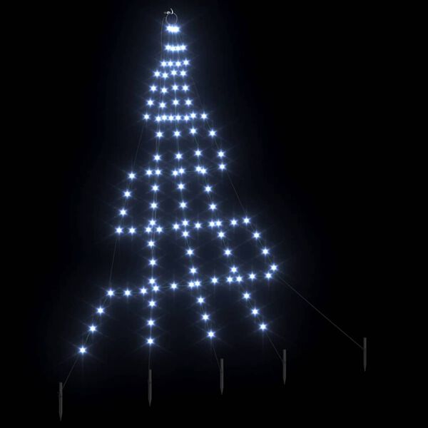 vidaXL Arbre de Noël LED avec piquets au sol Blanc froid 180 cm Métal