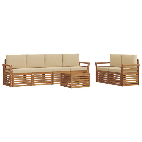 vidaXL Ensembles de canap&eacute;s avec coussin 7 pcs Naturel et Beige