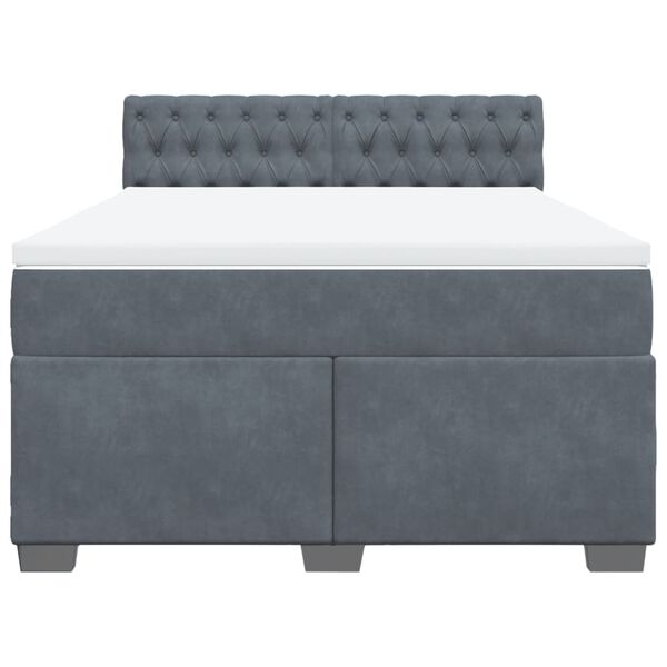 vidaXL Sommier &agrave; lattes de lit et matelas Gris fonc&eacute; 140x190cm Velours