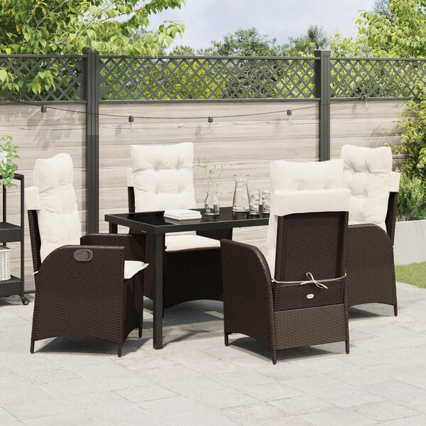 vidaXL Ensemble de salle &agrave; manger pour jardin 5 pcs Marron polyrotin