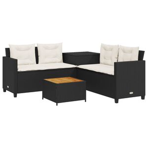 vidaXL Canap&eacute; de jardin avec table et coussins en forme de L noir
