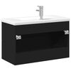 vidaXL Armoire lavabo de salle de bain avec bassin int&eacute;gr&eacute; noir