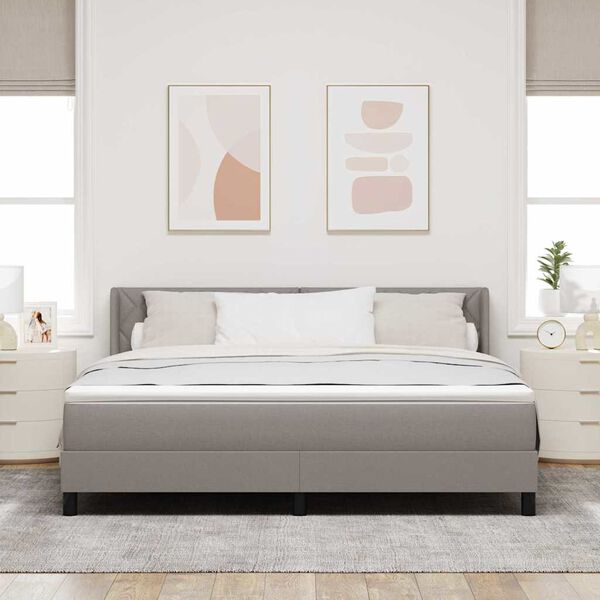 vidaXL Lit &agrave; ressorts avec matelas Taupe 200 x 180 cm Polyester