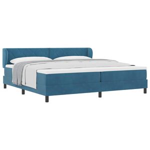 vidaXL Lit &agrave; ressorts avec matelas Bleu fonc&eacute; 200 x 200 cm Velours