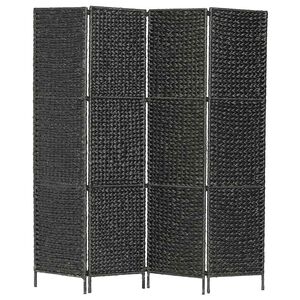 vidaXL Cloison de s&eacute;paration 4 panneaux Noir 154x160 cm Jacinthe d'eau