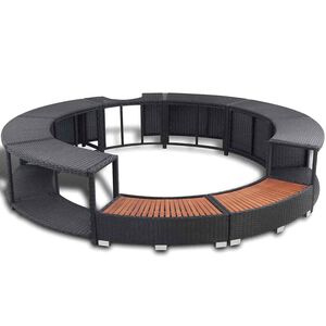 vidaXL Cadre de bain &agrave; remous noir r&eacute;sine tress&eacute;e