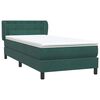 vidaXL Sommier &agrave; lattes de lit et matelas vert fonc&eacute; 90x220 cm velours
