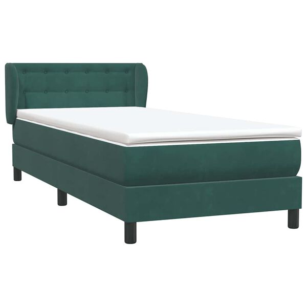 vidaXL Sommier &agrave; lattes de lit et matelas vert fonc&eacute; 90x220 cm velours