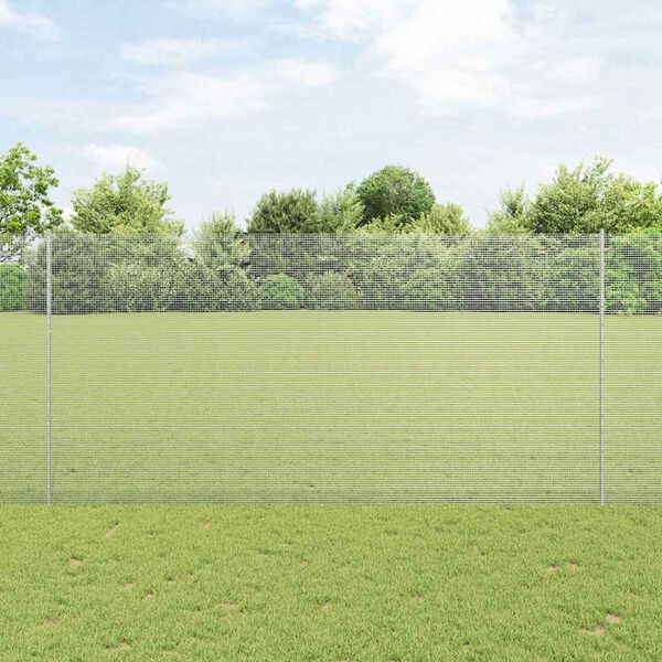 vidaXL Cl&ocirc;ture avec poteau Argent&eacute; 1,5 x 10 m Acier
