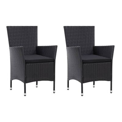 vidaXL Chaises de jardin 2 pcs Noir Résine tressée