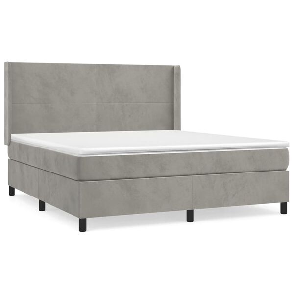 vidaXL Sommier &agrave; lattes de lit et matelas Gris clair 180x200cm Velours