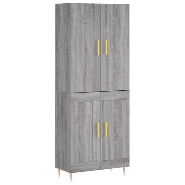 vidaXL Buffet haut Sonoma gris 69,5x34x180 cm Bois d'ing&eacute;nierie