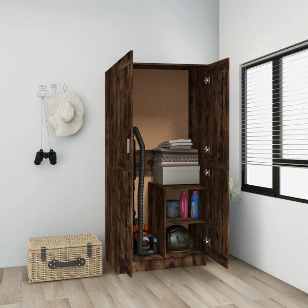 vidaXL Garde-robe Ch&ecirc;ne fum&eacute; 82,5x51,5x180 cm Bois d'ing&eacute;nierie