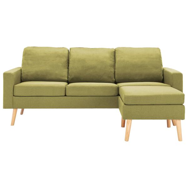 vidaXL Canap&eacute; &agrave; 3 places avec repose-pied Vert Tissu