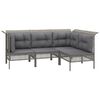 vidaXL Salon de jardin 10 pcs avec coussins Gris R&eacute;sine tress&eacute;e