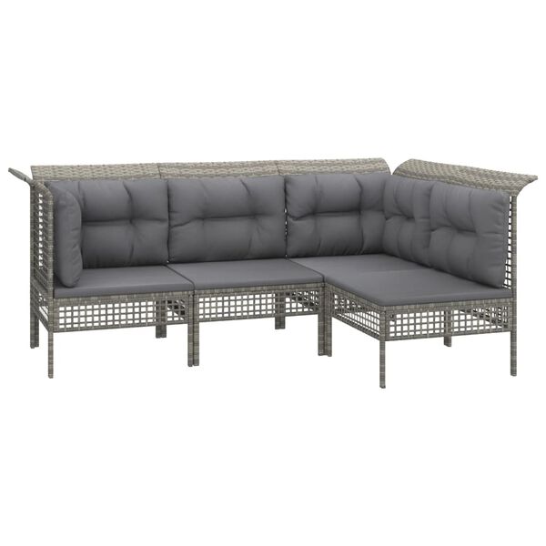 vidaXL Salon de jardin 10 pcs avec coussins Gris R&eacute;sine tress&eacute;e