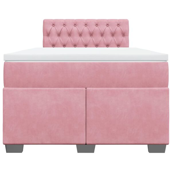 vidaXL Sommier &agrave; lattes de lit avec matelas Rose 120x200 cm Velours