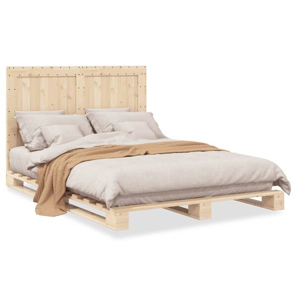 vidaXL Cadre de lit sans matelas avec t&ecirc;te de lit bois massif