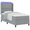 vidaXL Lit &agrave; ressort LED avec matelas Gris clair 90 x 200 cm tissu
