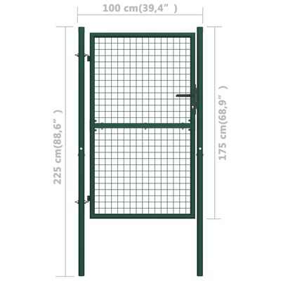 vidaXL Portail de clôture acier 100x175 cm vert