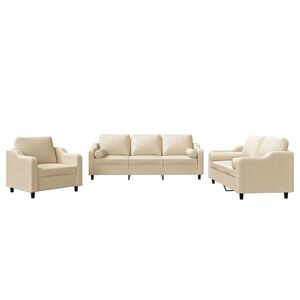vidaXL Ensemble de canap&eacute;s 3 pcs avec coussins cr&egrave;me tissu