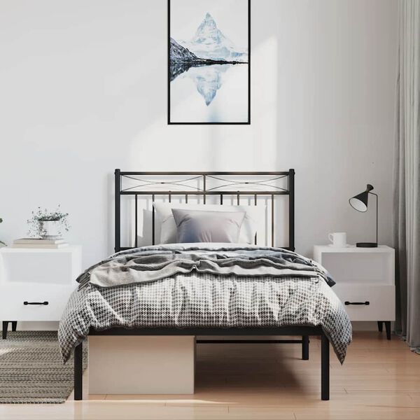 vidaXL T&ecirc;te de lit m&eacute;tal blanc 193 cm