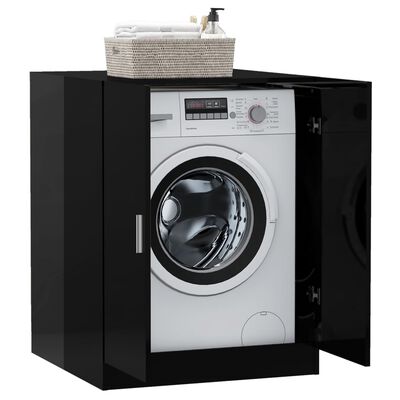 vidaXL Meuble pour machine à laver Noir brillant 71x71,5x91,5 cm