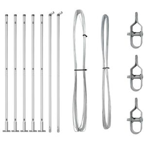 vidaXL Poteau de cl&ocirc;ture. 7 pcs Argent&eacute; Acier
