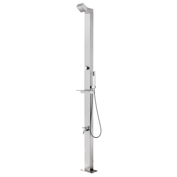 vidaXL Douche de jardin avec base marron 225 cm Acier inoxydable