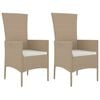 vidaXL Chaises de jardin avec coussins lot de 2 R&eacute;sine tress&eacute;e Beige