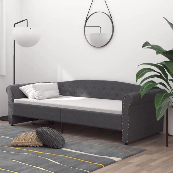 vidaXL Lit avec &eacute;clairage USB Gris fonc&eacute; Tissu 90x200 cm