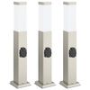 vidaXL Bornes lumineuses avec sortie lot de 3 50 cm acier inoxydable IP44