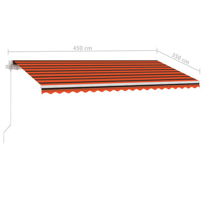 vidaXL Auvent manuel rétractable avec LED 450x350 cm Orange et marron