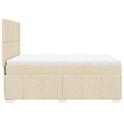 vidaXL Sommier à lattes de lit avec matelas Crème 160x200 cm Tissu