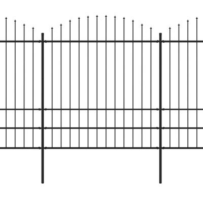 vidaXL Clôture de jardin à dessus en lance Acier (1,75-2)x5,1 m Noir