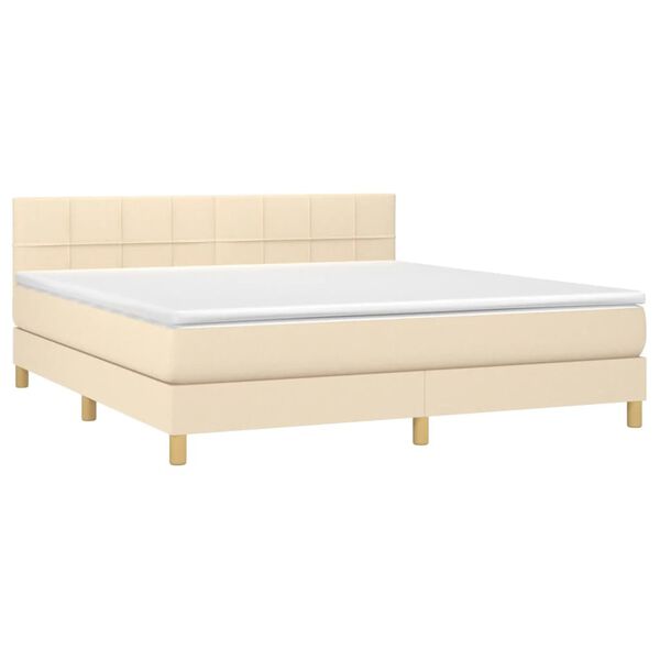 vidaXL Sommier &agrave; lattes de lit avec matelas Cr&egrave;me 180x200 cm Tissu