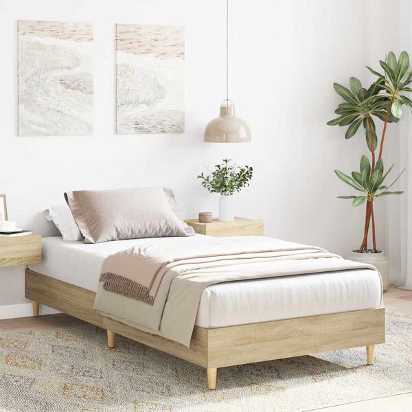vidaXL Cadre de lit sans matelas ch&ecirc;ne sonoma 90x200 cm