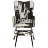 vidaXL Chaise &agrave; bascule avec repose-pied Noir Cuir v&eacute;ritable
