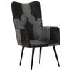 vidaXL Chaise &agrave; oreilles Noir et gris Cuir v&eacute;ritable