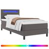 vidaXL Lit &agrave; ressorts avec bandes LED Gris 90 x 190 cm Simili cuir