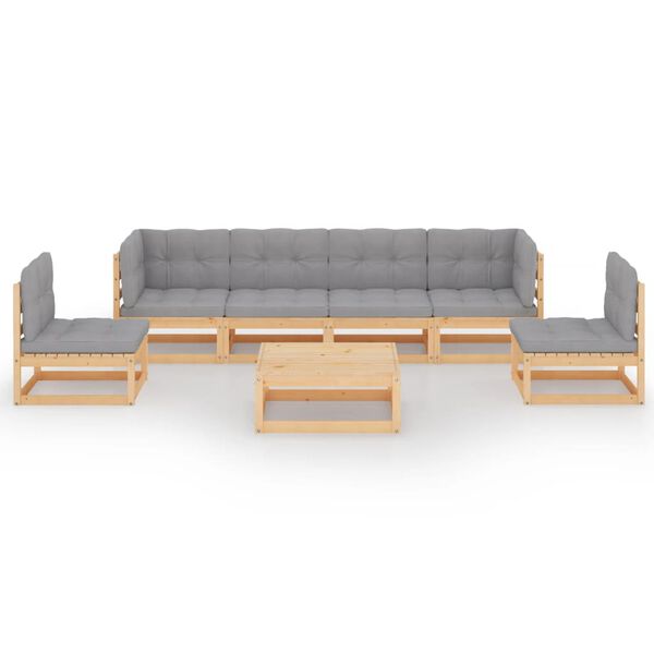 vidaXL Salon de jardin 7 pcs avec coussins Bois de pin massif