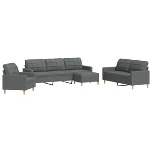 vidaXL Ensemble de canap&eacute;s 4 pcs avec repose-pied gris fonc&eacute; tissu