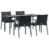 vidaXL Ensemble &agrave; manger de jardin 5 pcs coussins r&eacute;sine tress&eacute;e acier