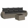 vidaXL Salon de jardin 5 pcs avec coussins gris r&eacute;sine tress&eacute;e