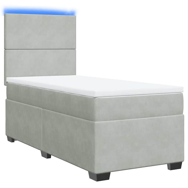 vidaXL Sommier &agrave; lattes de lit et matelas Gris clair 90x200 cm Velours