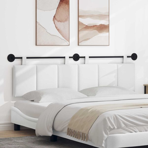 vidaXL T&ecirc;te de lit suspendue Montage mural Blanc 170 x 55 x 5 cm tissu