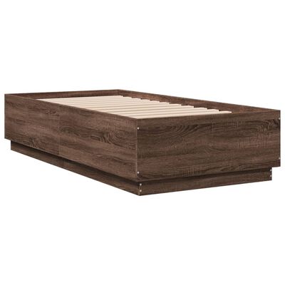 vidaXL Cadre de lit avec LED sans matelas chêne marron 75x190 cm