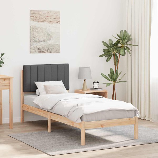 vidaXL Cadre de lit avec t&ecirc;te de lit rembourr&eacute;e Gris fonc&eacute; 75 x 190 cm