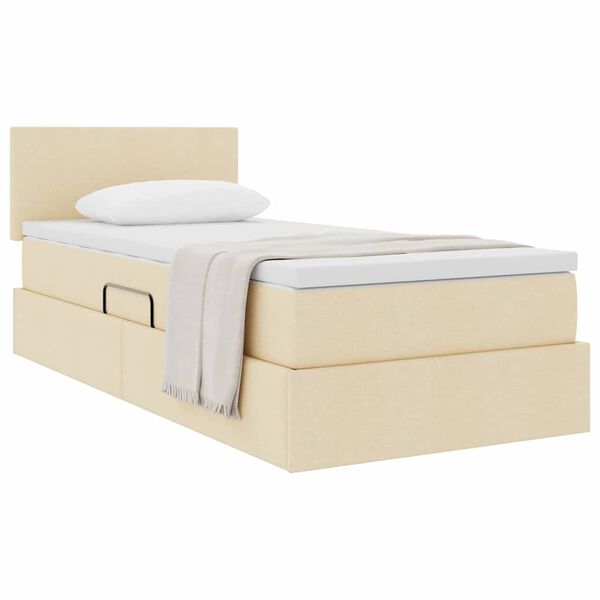 vidaXL Lit avec rangement et matelas avec matelas Cr&egrave;me 90 x 190 cm