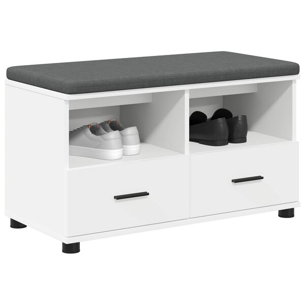 vidaXL Banc d'entr&eacute;e avec coussin avec tiroir Blanc 80 x 38 x 46 cm